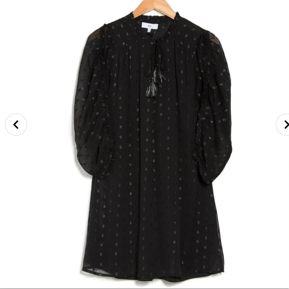 NSR Metallic Dot Ruched Sleeve Shift Dress Size S. - Picture 3 of 8